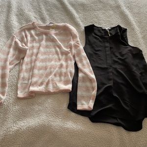 BCBGENERATION tops black tank blouse and sheer pink striped